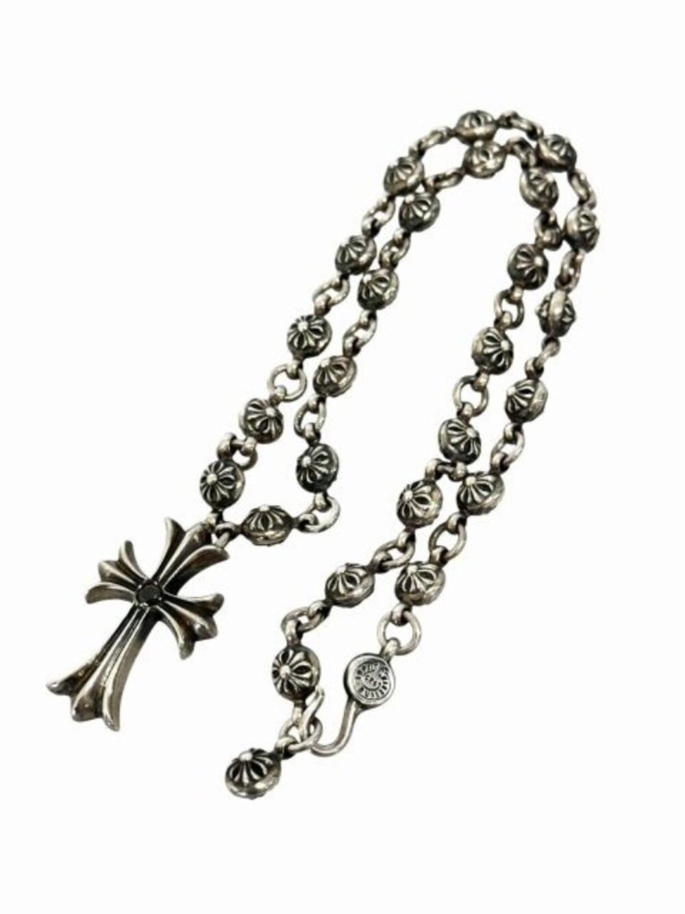 Chrome Hearts 1 CH Cross Ball Chain Small CH Necklace Black